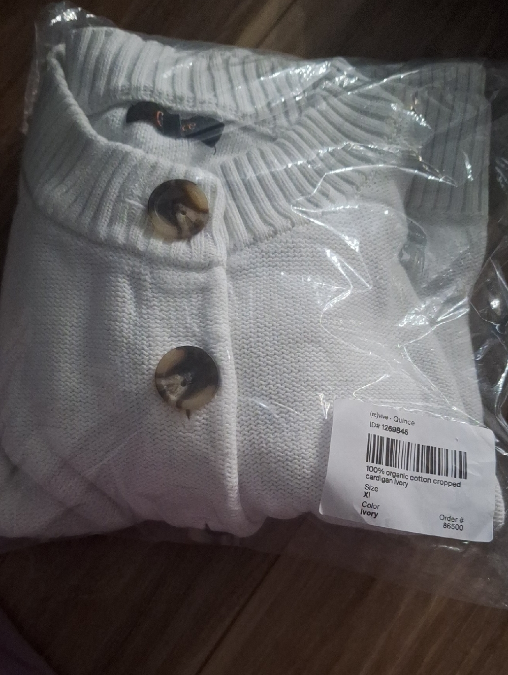 Quince 100% Organic Cotton Cropped Cardigan Ivory XL NWT - Picture 2 of 3